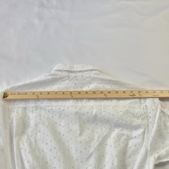 Zara White Eyelet Midi Dress button front size M - Picture 9 of 12